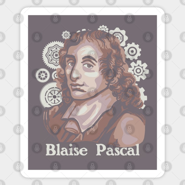 Blaise Pascal Portrait Sticker by Slightly Unhinged